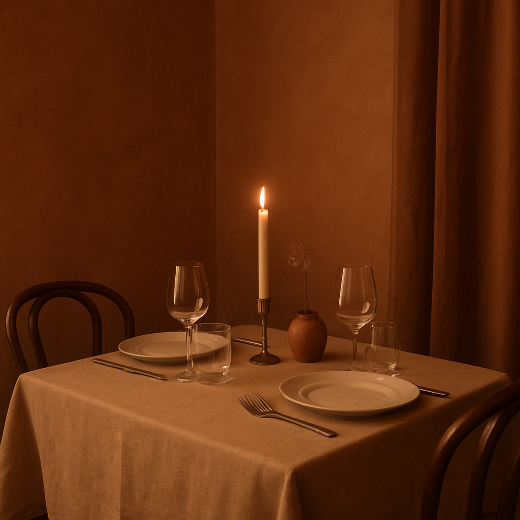 Detail of a styled catering table setting